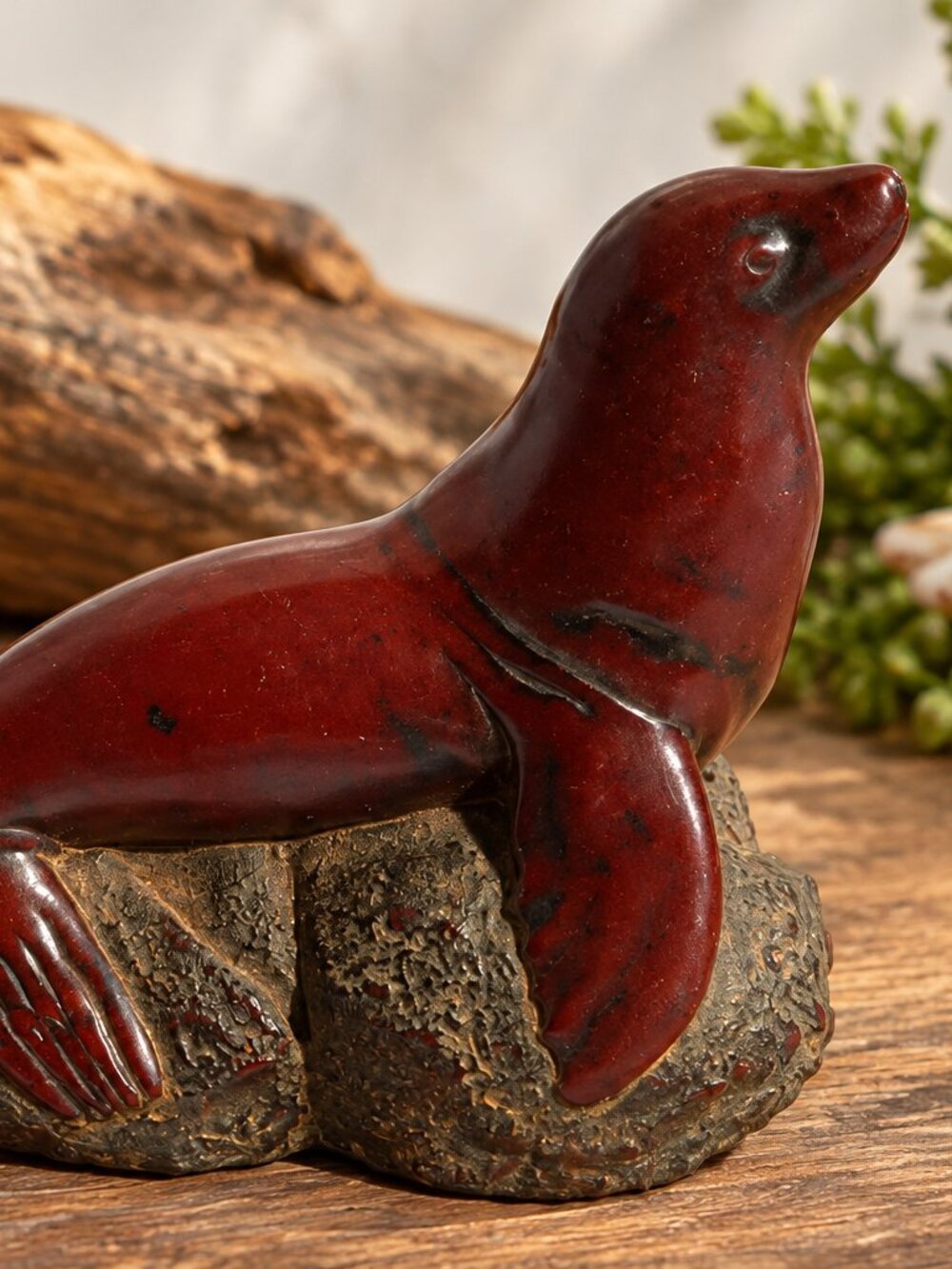 Vintage Boma Canada Resin Seal Figurine on Rock Base